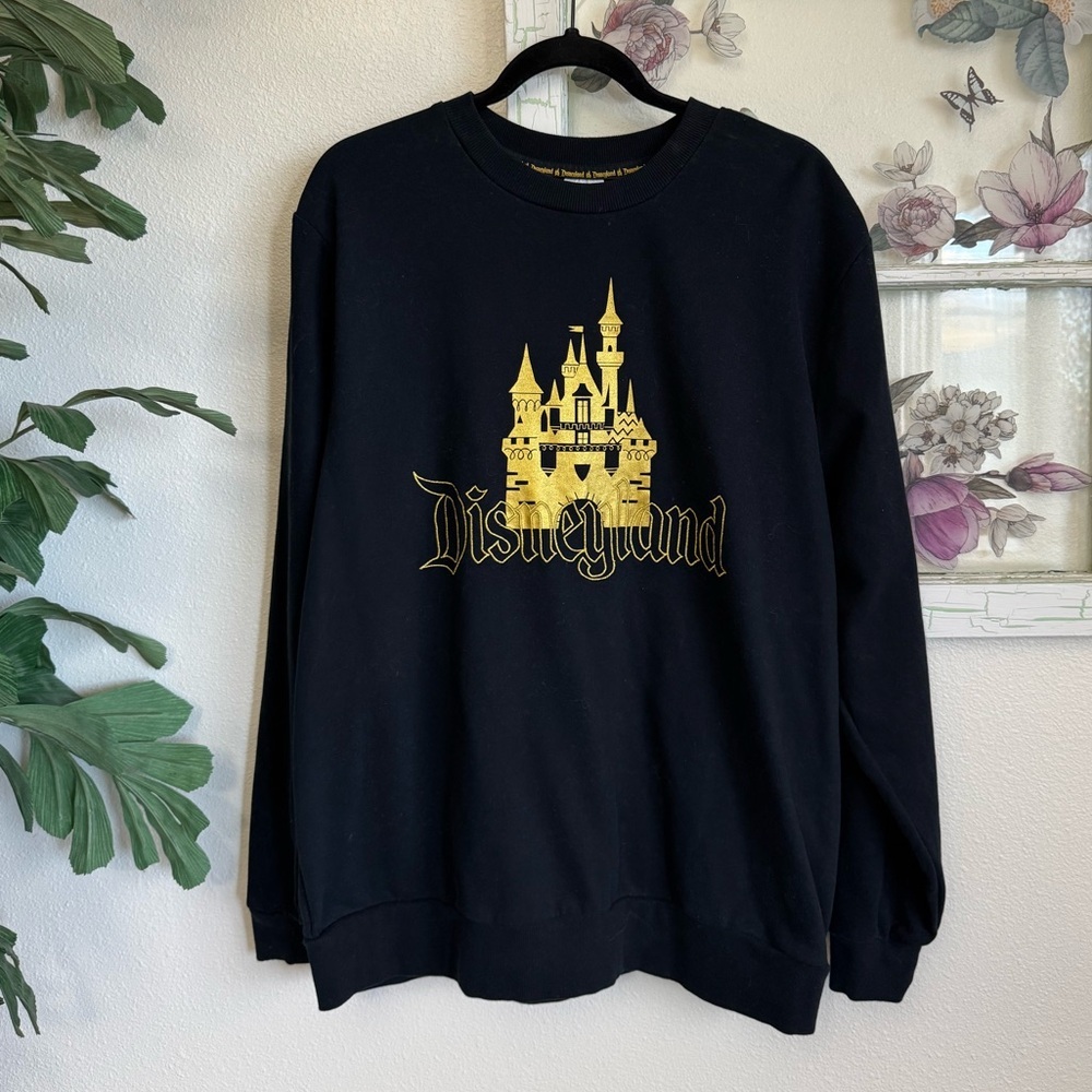 Disneyland Gold Castle Graphic Sweatshirt Black Size L - Picture 1 of 4
